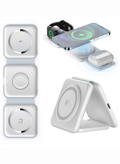 Power Dock 3-in-1 – Foldable Magnetic Wireless Charger for Phone, Watch & Earbuds