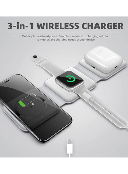 Power Dock 3-in-1 – Foldable Magnetic Wireless Charger for Phone, Watch & Earbuds